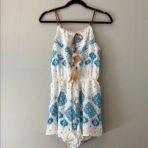 Boho Chic Printed Feather Romper